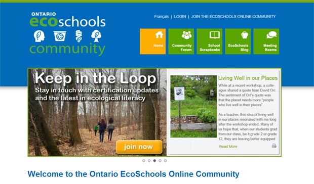 image of EcoSchools community home page