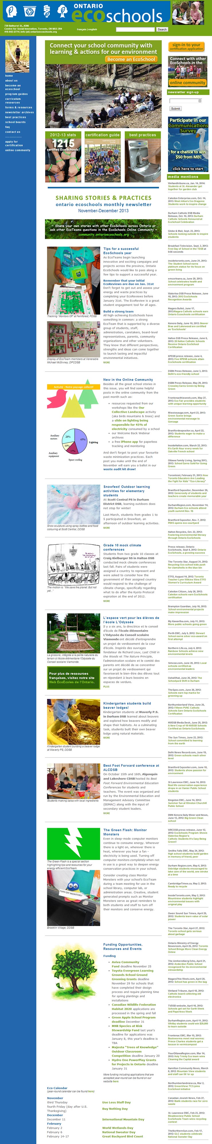 Image of website homepage with newsletter stories